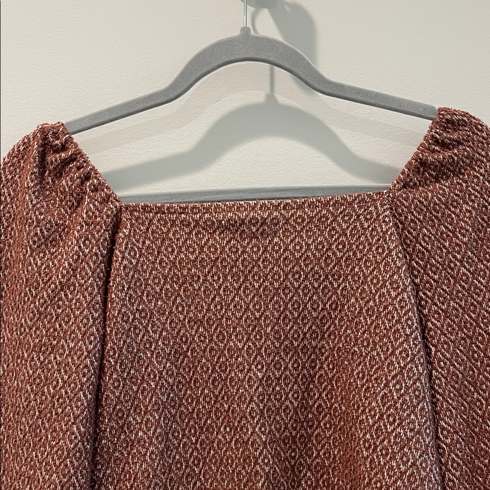 Madewell Rust Patterned Puff sleeve Top Size Xs - Picture 9 of 10